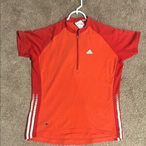 ADIDAS Women's Red & Orange Short Sleeve CYCLING Jersey medium